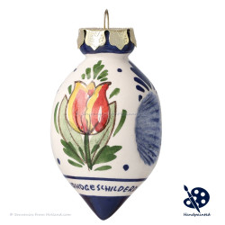 Kerstbal Dubbele Deuk Oranje Tulp 7cm - Handgeschilderd