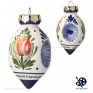 X-mas Ball Double Dents Orange Tulip 7cm - Handpainted