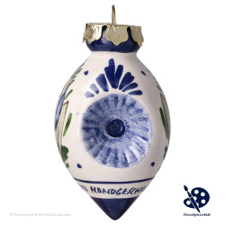 X-mas Ball Double Dents Blue Tulip 7cm - Handpainted