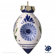X-mas Ball Double Dents Blue Tulip 7cm - Handpainted