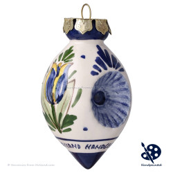 X-mas Ball Double Dents Blue Tulip 7cm - Handpainted
