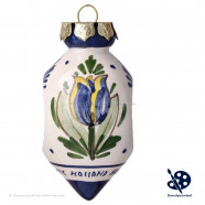 X-mas Ball Double Dents Blue Tulip 7cm - Handpainted