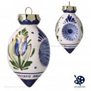 X-mas Ball Double Dents Blue Tulip 7cm - Handpainted