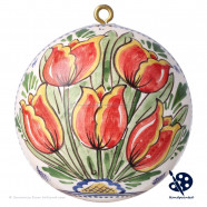 X-mas XL Ball 5 Tulips 10cm - Handpainted Delft Blue
