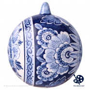 X-mas Ball Flower 9cm deluxe - Handpainted Delft Blue
