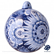 X-mas Ball Flower 9cm deluxe - Handpainted Delft Blue