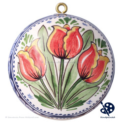 X-mas XL Ball Tulips Triple 10cm - Handpainted Delft Blue