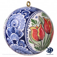 X-mas XL Ball Tulips Triple 10cm - Handpainted Delft Blue