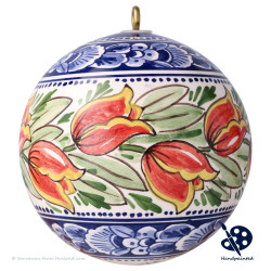 X-mas XL Ball Band of Tulips 10cm - Handpainted Delft Blue