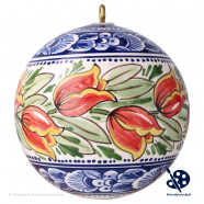 X-mas XL Ball Band of Tulips 10cm - Handpainted Delft Blue