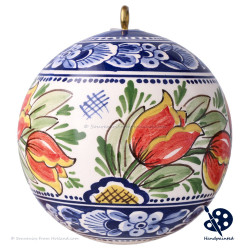X-mas XL Ball Band of Tulips 10cm - Handpainted Delft Blue