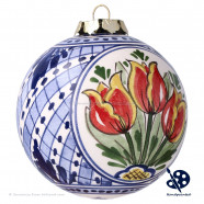X-mas Ball Orange Tulips 8cm - Handpainted Delft Blue