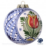X-mas Ball Orange Tulips 8cm - Handpainted Delft Blue