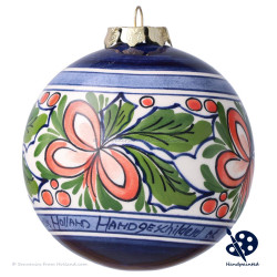 X-mas Ball Band of Holly 8cm - Handpainted Delft Blue