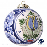 X-mas Ball Blue Tulips 8cm - Handpainted Delft Blue