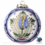 X-mas Ball Blue Tulips 8cm - Handpainted Delft Blue