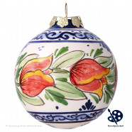 X-mas Ball Tulips Border B 6,5cm - Handpainted Delft Blue