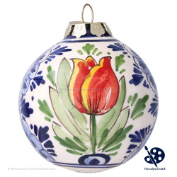 X-mas Ball Tulips Single C 6,5cm - Handpainted Delft Blue