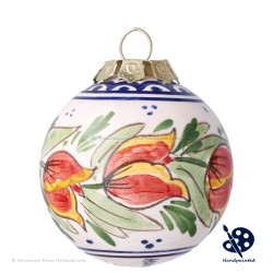 X-mas Ball Tulips Border B 5cm - Handpainted Delft Blue
