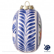 X-mas flat Ball Tulips Triple 8cm - Handpainted Delft Blue
