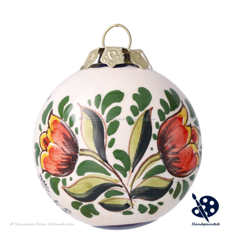 X-mas Ball Tulip Double C 5cm - Handpainted Delft Blue