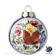 X-mas Ball 5cm Band of Holly - Handpainted Delftware