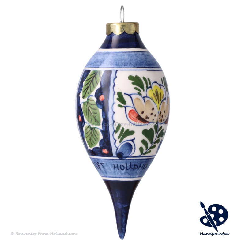 X-mas Dripball 11,5cm - Flowers Holly - Handpainted Delftware
