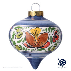 X-mas Dripball 6,5cm - Flowers Holly - Handpainted Delftware