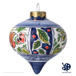 X-mas Dripball 6,5cm - Flowers Holly - Handpainted Delftware