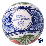 XL Kerstbal 3 Tulpen 10cm - Handgeschilderd Delfts Blauw