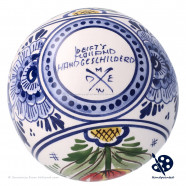 Kerstbal Oranje Tulpen 8cm - Handgeschilderd Delfts Blauw