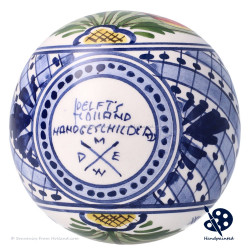 Kerstbal Oranje Tulpen 8cm - Handgeschilderd Delfts Blauw