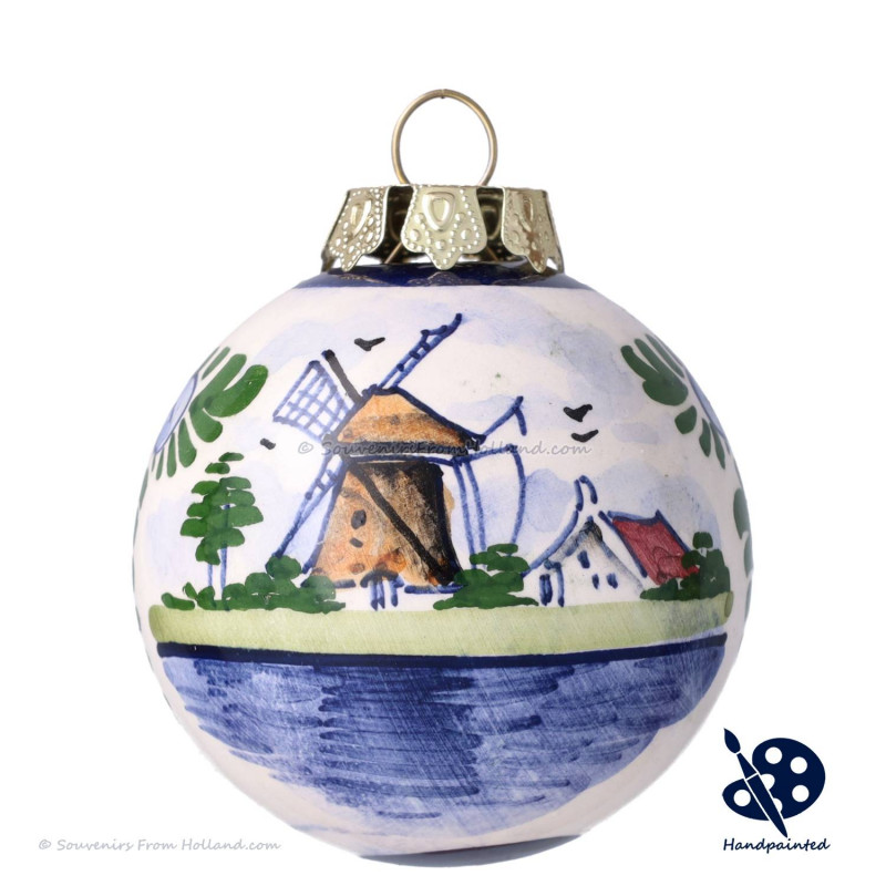 Kerstbal Molen 5cm - Handgeschilderd - Kleur