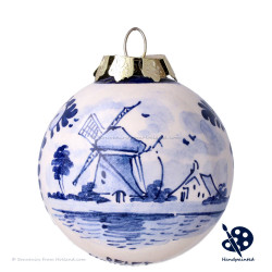 X-mas Ball Windmill 5cm - Handpainted Delft Blue
