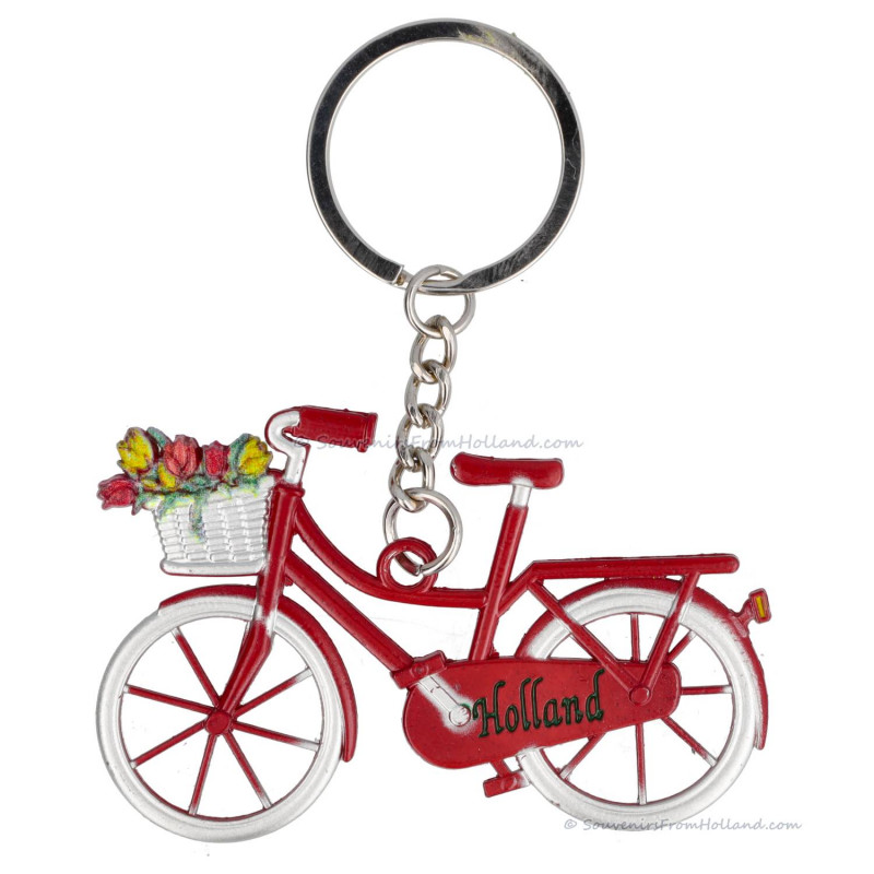 Bike Red with tulips Holland - Keychain