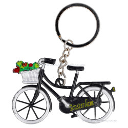 Fiets Zwart met tulpen Amsterdam - Sleutelhanger
