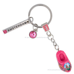 Keychain Pink Wooden Shoe Amsterdam
