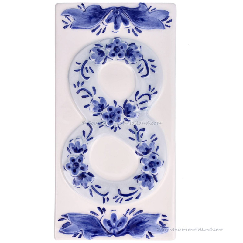 Delft blue tile Housenumber 8