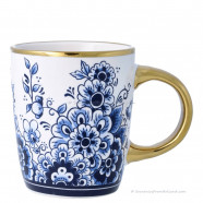 Small Cup Golden with Delft Blue Flowers - 150ml