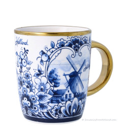 Small Cup Golden with Delft Blue Windmill - 150ml