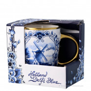 Small Cup Golden with Delft Blue Windmill - 150ml