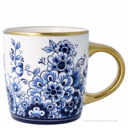 Cup Golden Delft Blue Flowers - 300ml
