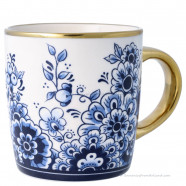 Cup Golden Delft Blue Flowers - 300ml