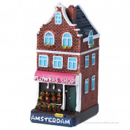 Bloemenwinkel Grachtenpand Amsterdam - 8cm Polystone