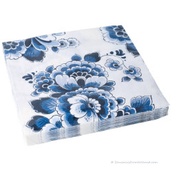 Napkins Flowers - Delft Blue 20 pieces