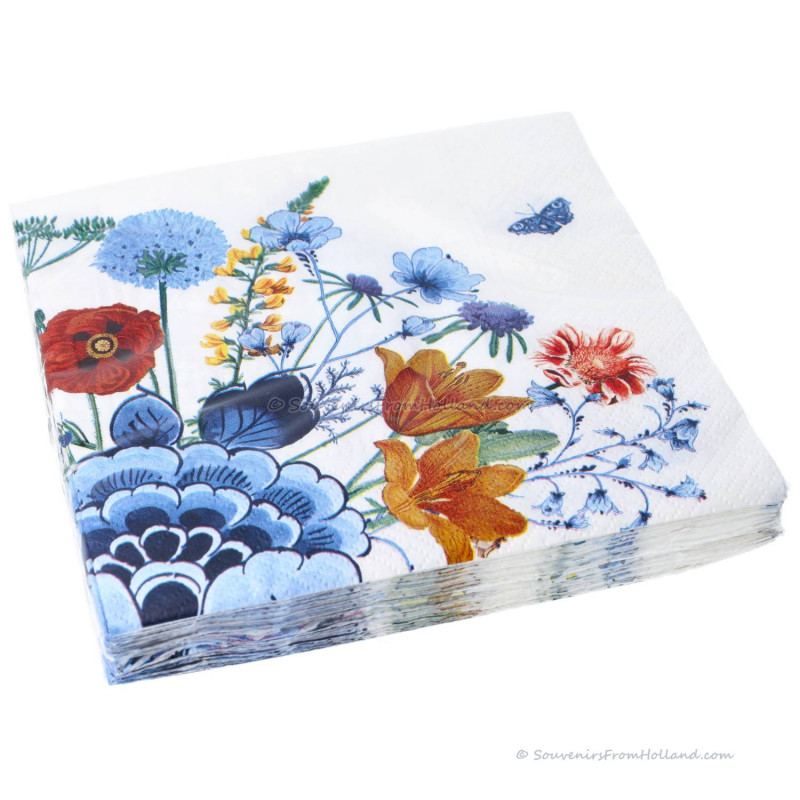 Servetten Wildbloemen - Delfts Blauw 20 stuks