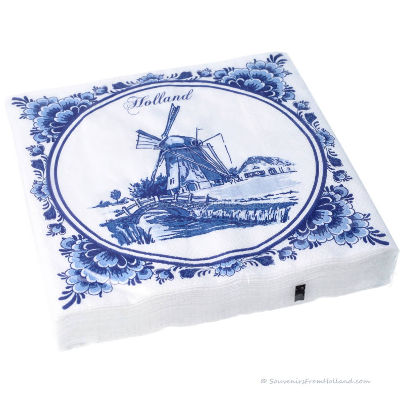 Holland Napkins – Delft Blue Windmill Design (Pack of 20)