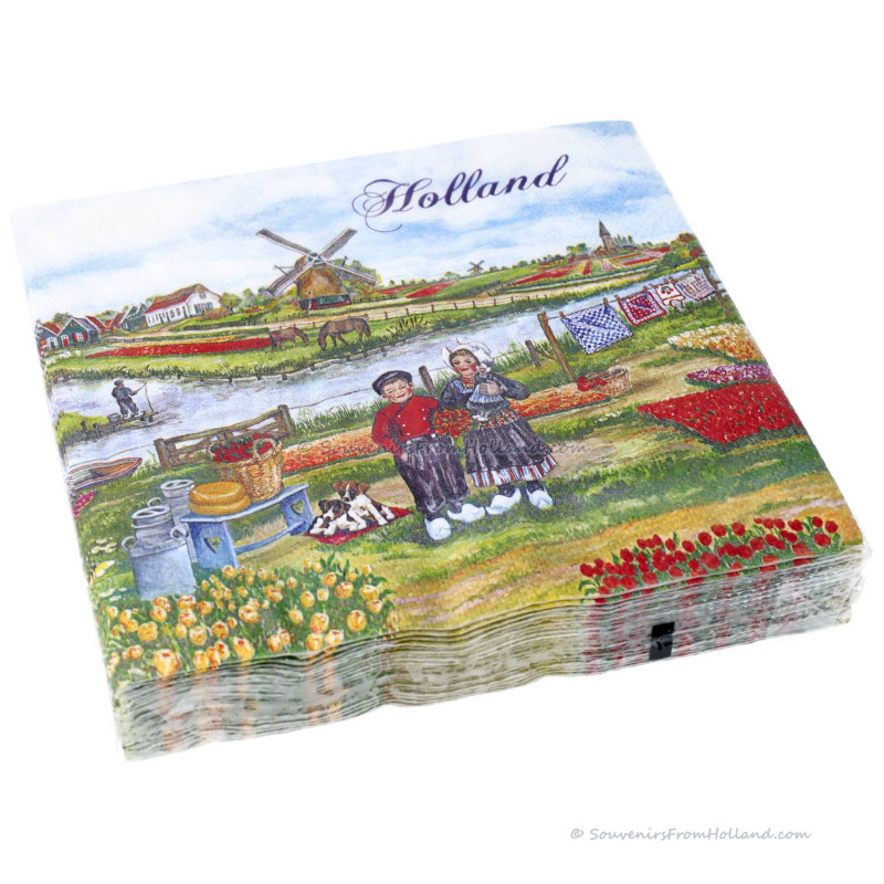 Hollandse Servetten – Molenlandschap Design (Pak van 20)