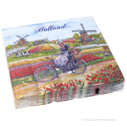 Hollandse Servetten – Tulpen Molenlandschap (Pak van 20)