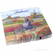 Hollandse Servetten – Tulpen Molenlandschap (Pak van 20)